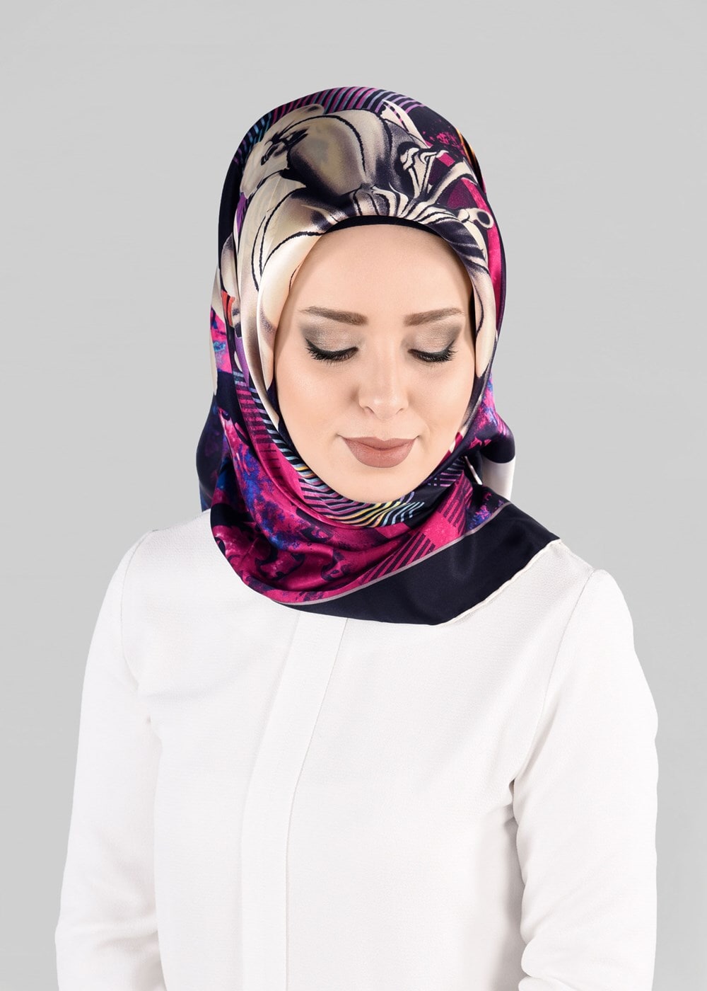 Vêtements hijab NOIR ALVINA ÉCHARPE EN SOIE 12966-1 