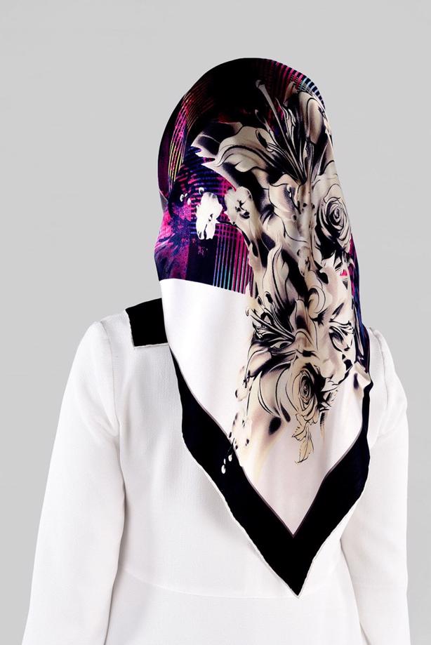 Vêtements hijab NOIR ALVINA ÉCHARPE EN SOIE 12966-1  - TRENDTESETTÜR