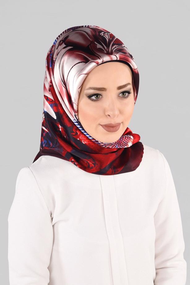 Hijab clothing CLARET RED ALVINA SILK SCARF 12966-1  - TRENDTESETTÜR