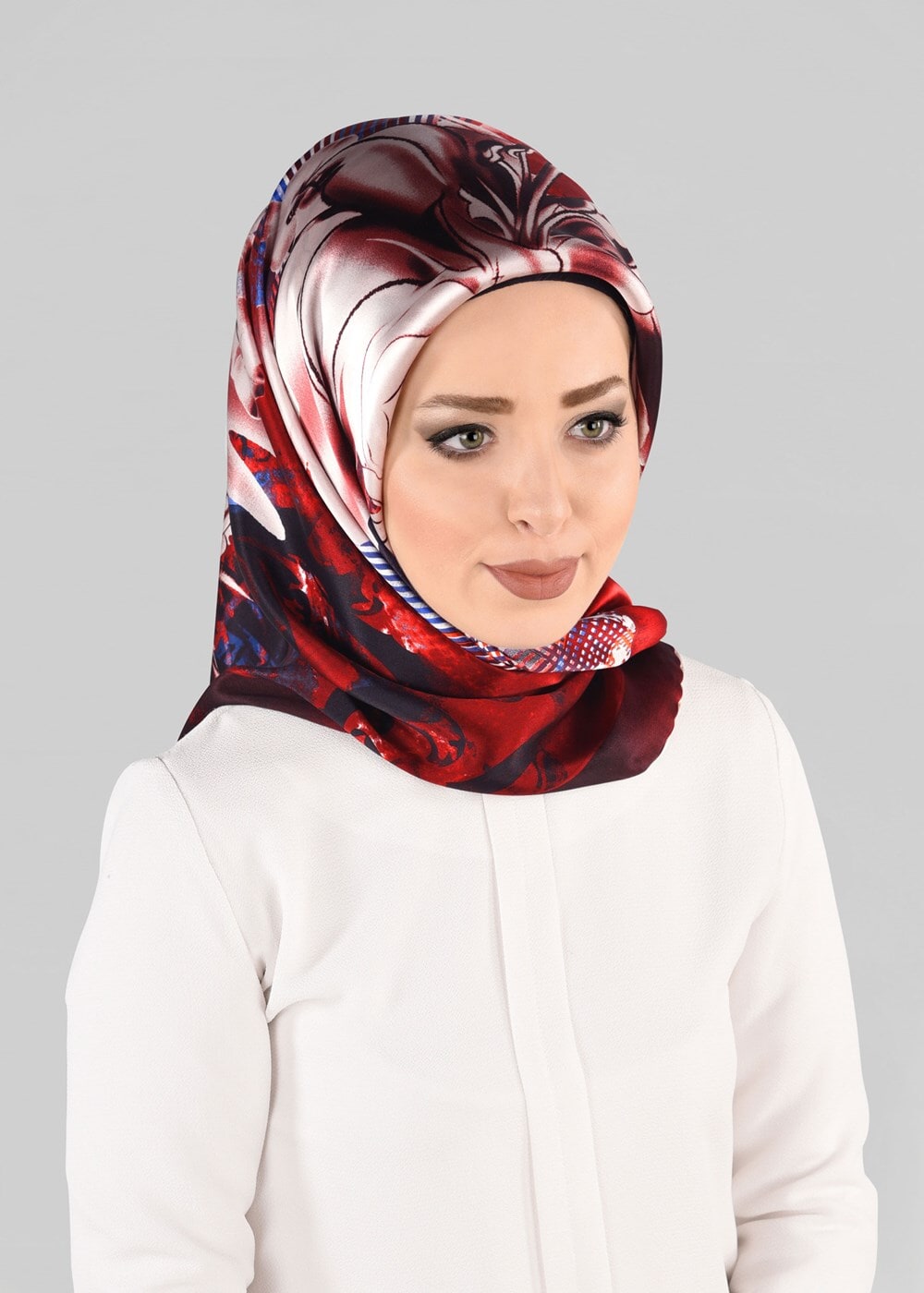 Vêtements hijab ROUGE BORDEAUX ALVINA ÉCHARPE EN SOIE 12966-1 