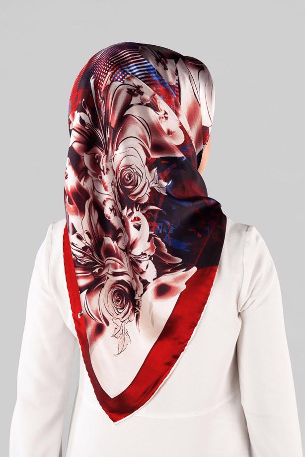 Hijab clothing CLARET RED ALVINA SILK SCARF 12966-1  - TRENDTESETTÜR
