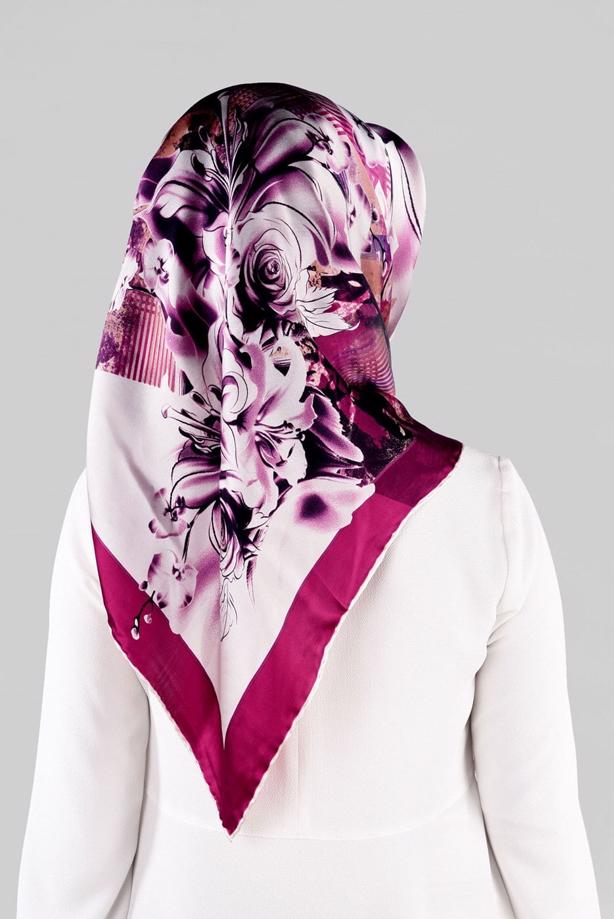 Vêtements hijab FUCHSIA ALVINA ÉCHARPE EN SOIE 12966-1  - TRENDTESETTÜR