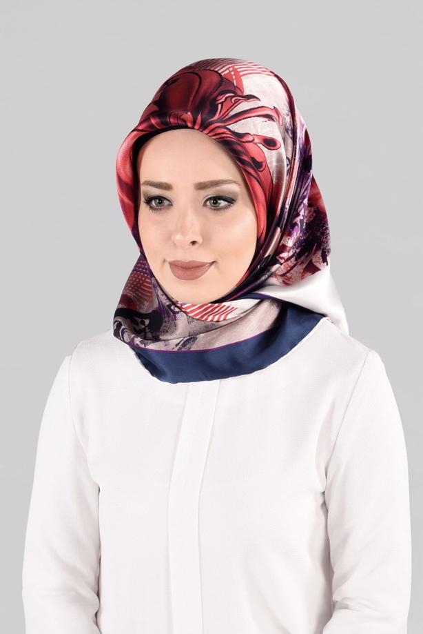 Hijab clothing NAVY BLUE ALVINA SILK SCARF 12966-1  - TRENDTESETTÜR