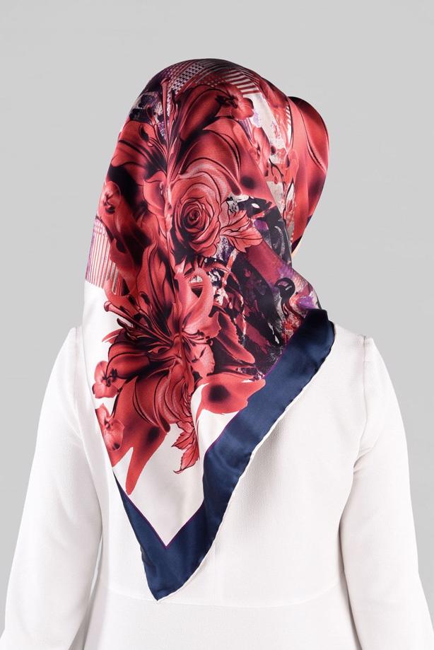 Hijab clothing NAVY BLUE ALVINA SILK SCARF 12966-1  - TRENDTESETTÜR