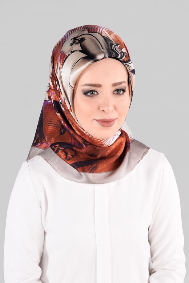 Hijab clothing BEIGE ALVINA SILK SCARF 12966-1  - TRENDTESETTÜR
