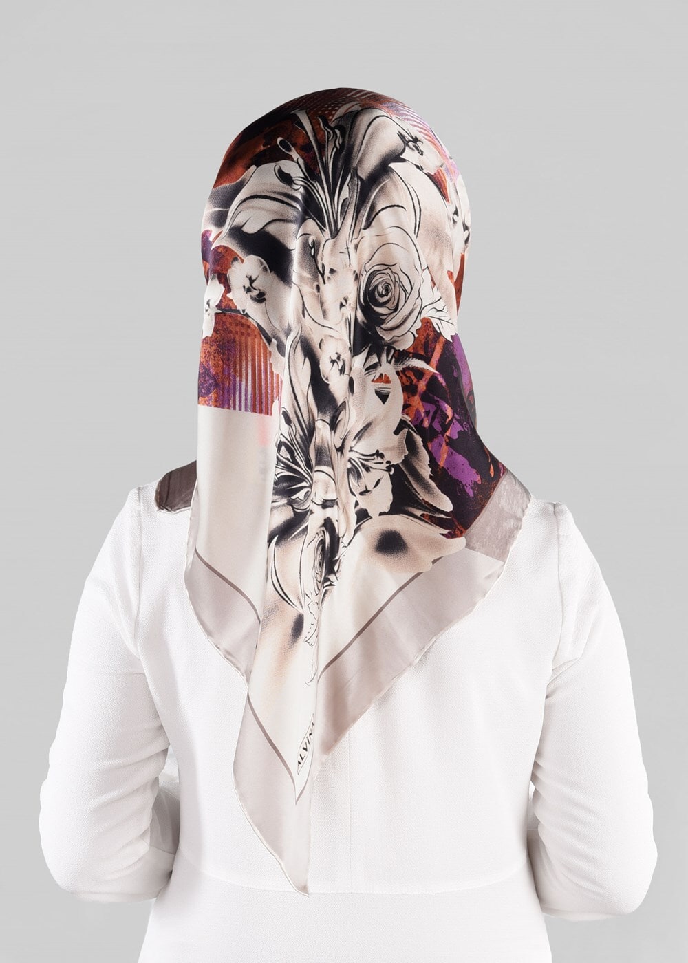 Hijab clothing BEIGE ALVINA SILK SCARF 12966-1 