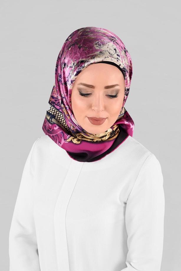 Vêtements hijab FUCHSIA ALVINA ÉCHARPE EN SOIE 12967-1  - TRENDTESETTÜR