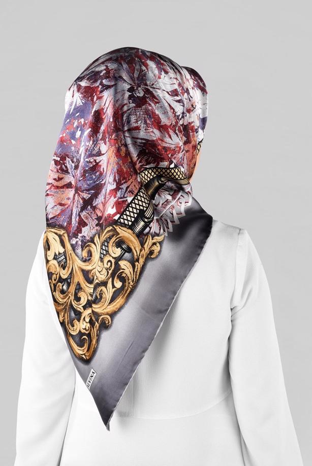 Vêtements hijab ARGENT ALVINA ÉCHARPE EN SOIE 12967-1  - TRENDTESETTÜR
