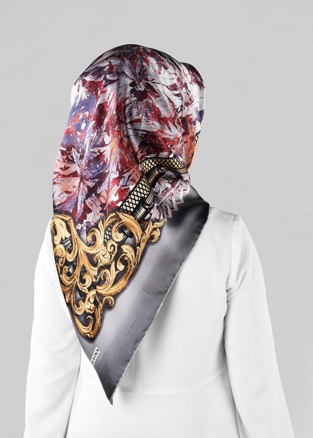 Vêtements hijab ARGENT ALVINA ÉCHARPE EN SOIE 12967-1 