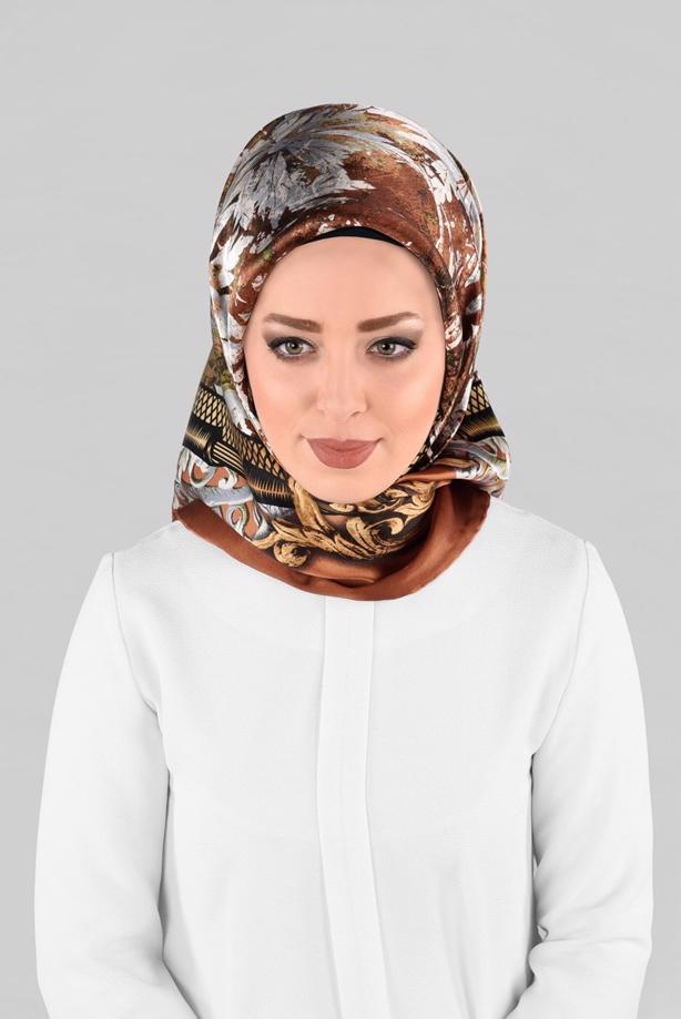 Vêtements hijab BRUN ALVINA ÉCHARPE EN SOIE 12967-1  - TRENDTESETTÜR