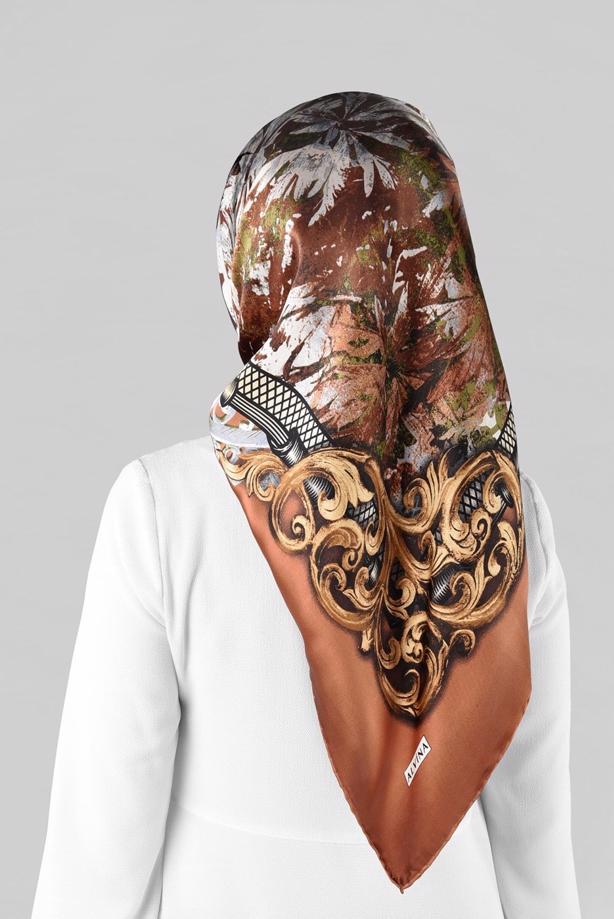 Hijab clothing BROWN ALVINA SILK SCARF 12967-1  - TRENDTESETTÜR