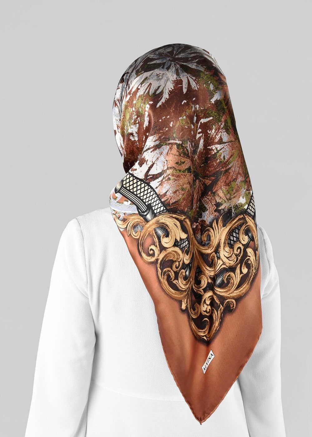 Vêtements hijab BRUN ALVINA ÉCHARPE EN SOIE 12967-1 