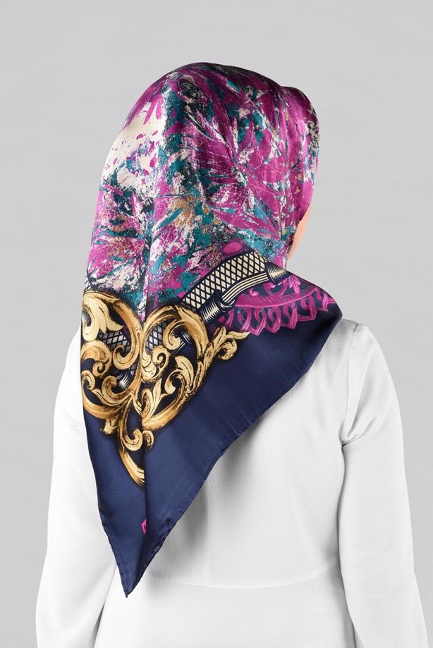Hijab clothing NAVY BLUE ALVINA SILK SCARF 12967-1  - TRENDTESETTÜR