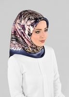 Vêtements hijab BLEU MARINE ALVINA ÉCHARPE EN SOIE 12967-1 