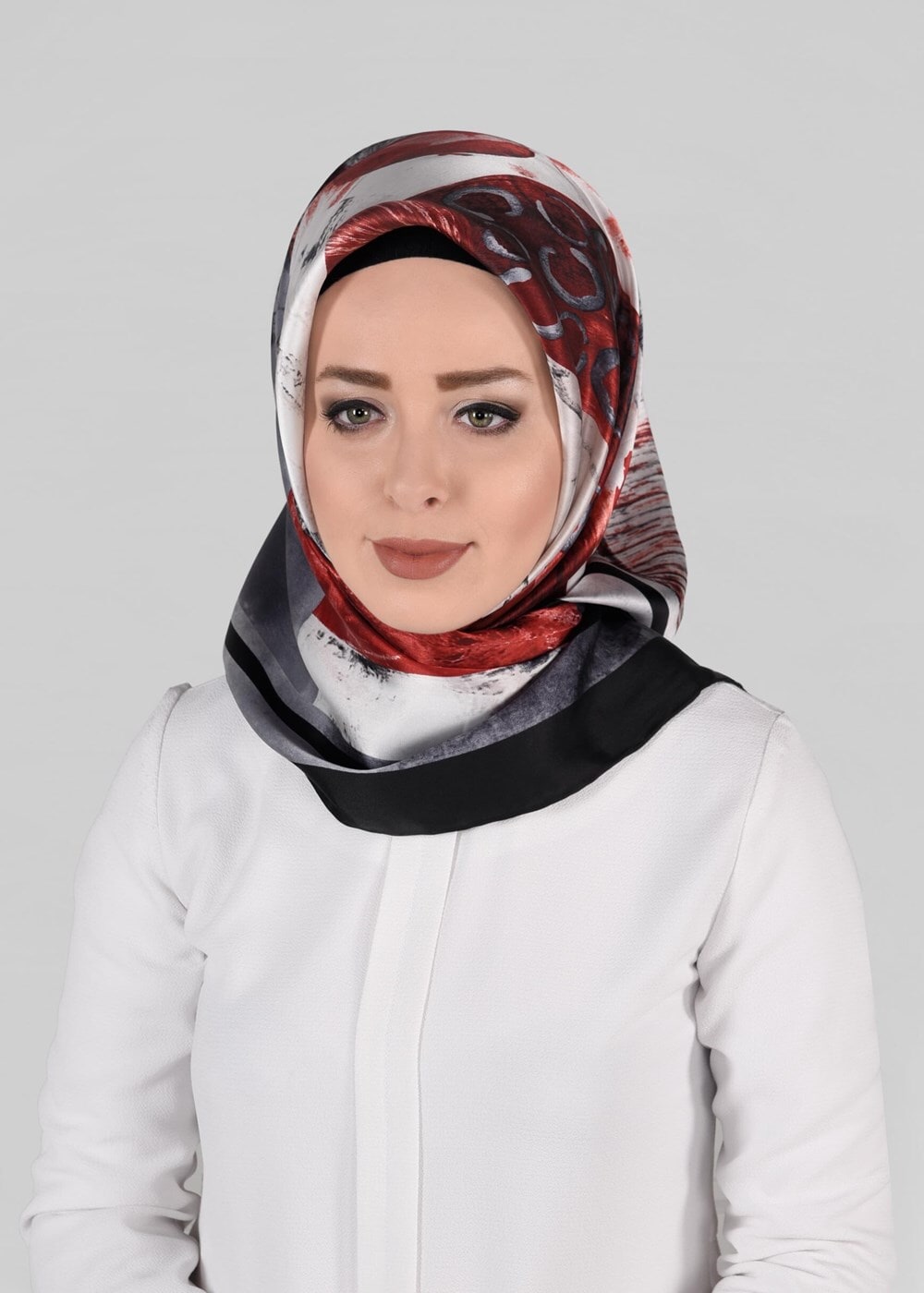 Vêtements hijab NOIR ALVINA ÉCHARPE EN SOIE 12968-1 