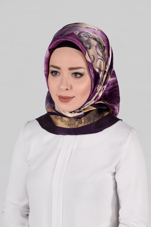 Vêtements hijab POURPRE ALVINA ÉCHARPE EN SOIE 12968-1  - TRENDTESETTÜR