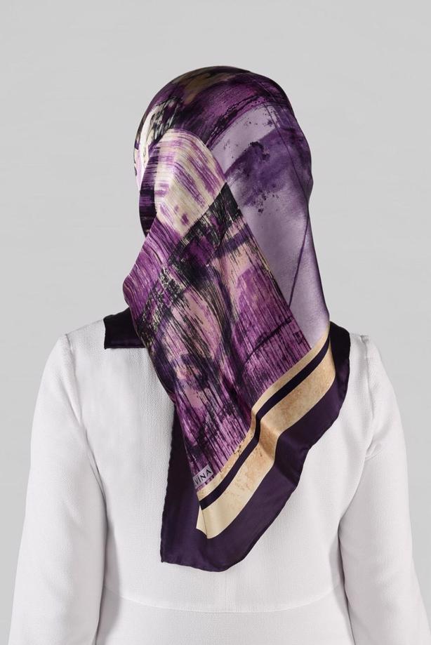 Vêtements hijab POURPRE ALVINA ÉCHARPE EN SOIE 12968-1  - TRENDTESETTÜR