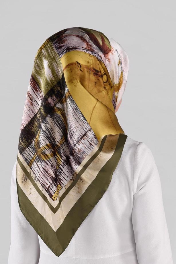 Vêtements hijab KAKI ALVINA ÉCHARPE EN SOIE 12968-1  - TRENDTESETTÜR