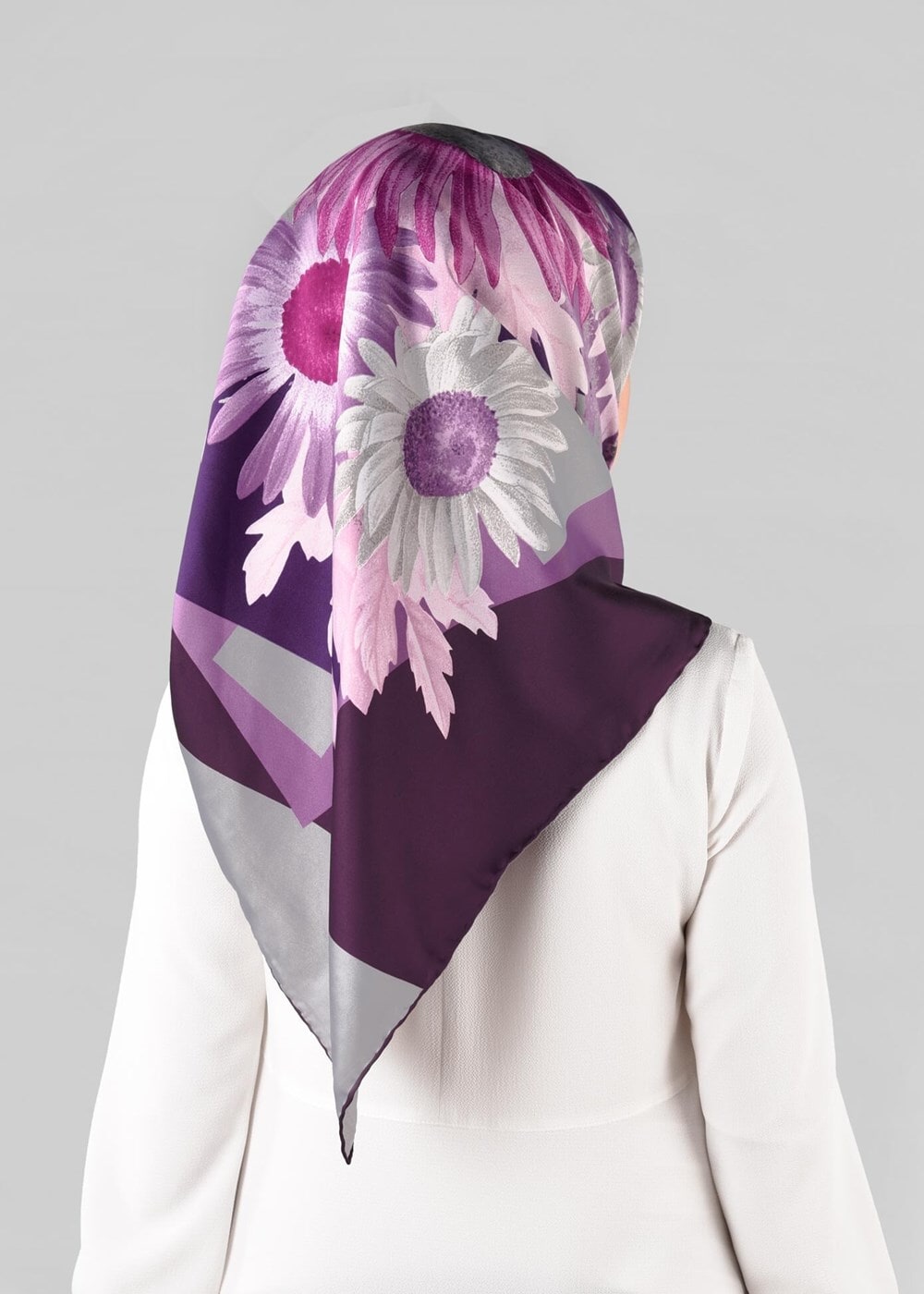 Tesettür giyim GRİ T 12972-1 ALVİNA DESENLİ EŞARP-ALVİNA