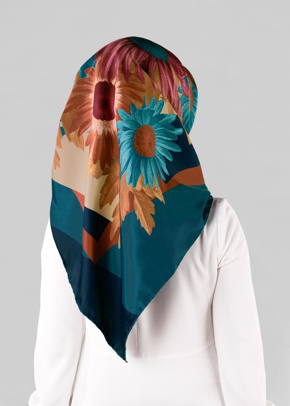 Tesettür giyim MAVİ T 12972-1 ALVİNA DESENLİ EŞARP-ALVİNA