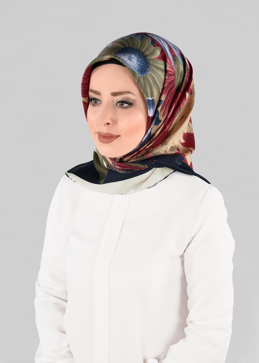 Tesettür giyim LACİVERT T 12972-1 ALVİNA DESENLİ EŞARP-ALVİNA