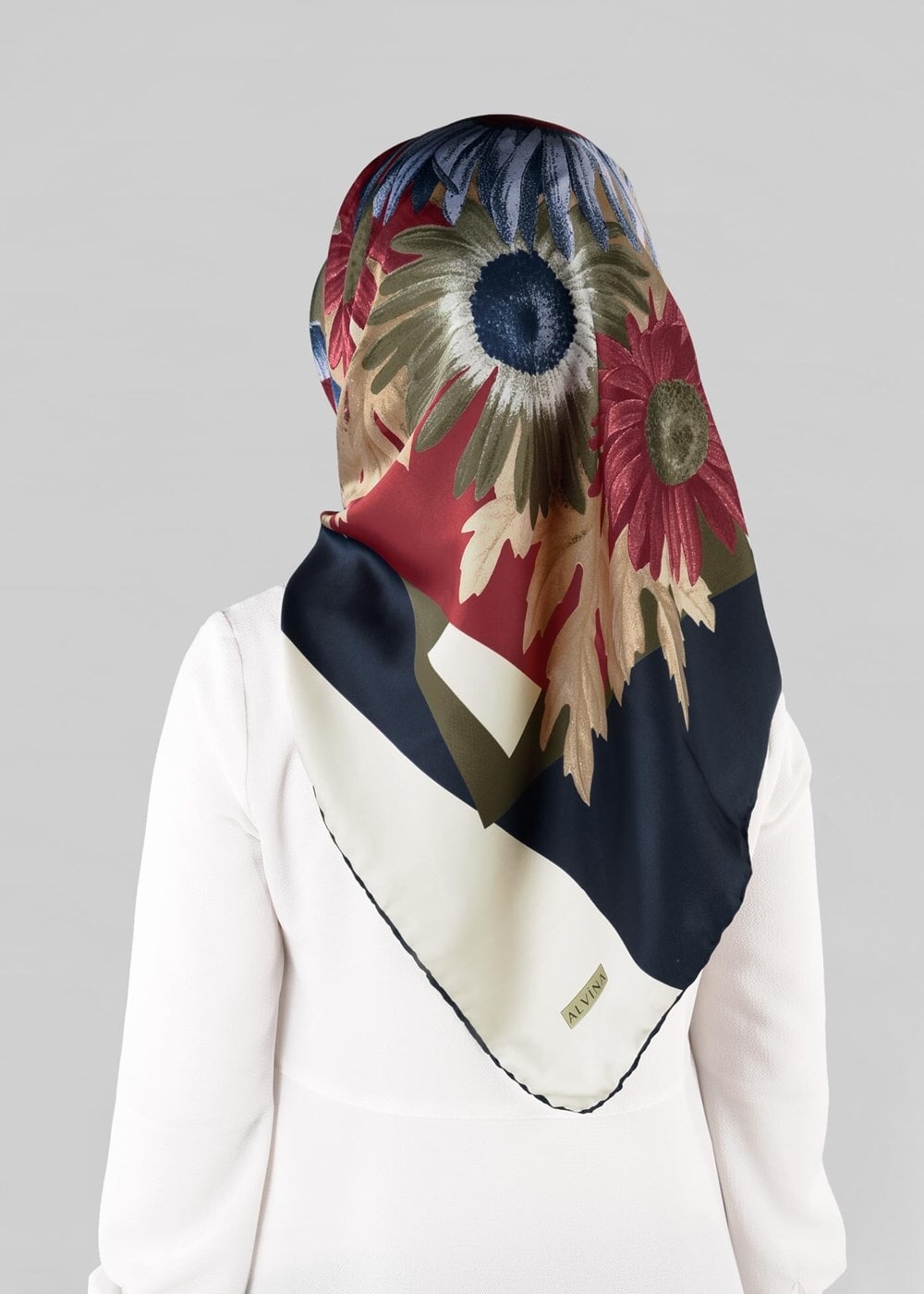 Tesettür giyim LACİVERT T 12972-1 ALVİNA DESENLİ EŞARP-ALVİNA