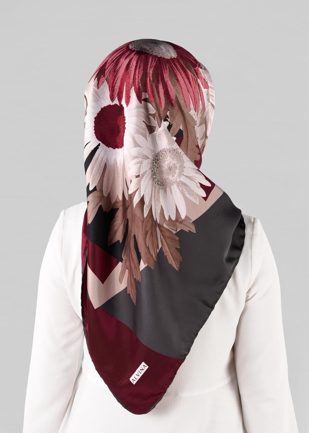 Tesettür giyim BORDO T 12972-1 ALVİNA DESENLİ EŞARP-ALVİNA