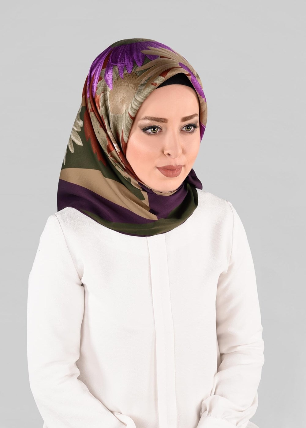 Tesettür giyim YEŞİL T 12972-1 ALVİNA DESENLİ EŞARP-ALVİNA