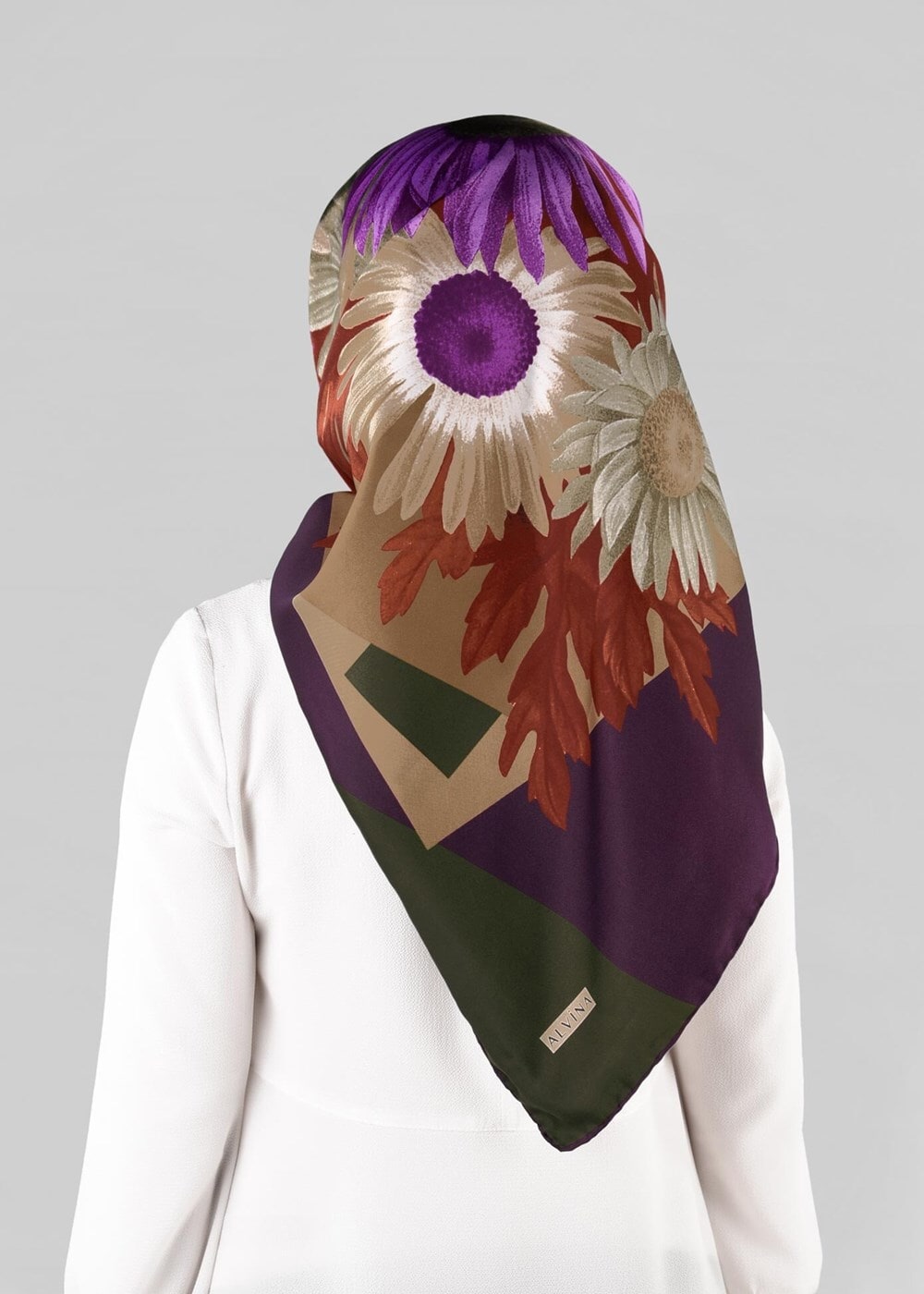 Tesettür giyim YEŞİL T 12972-1 ALVİNA DESENLİ EŞARP-ALVİNA