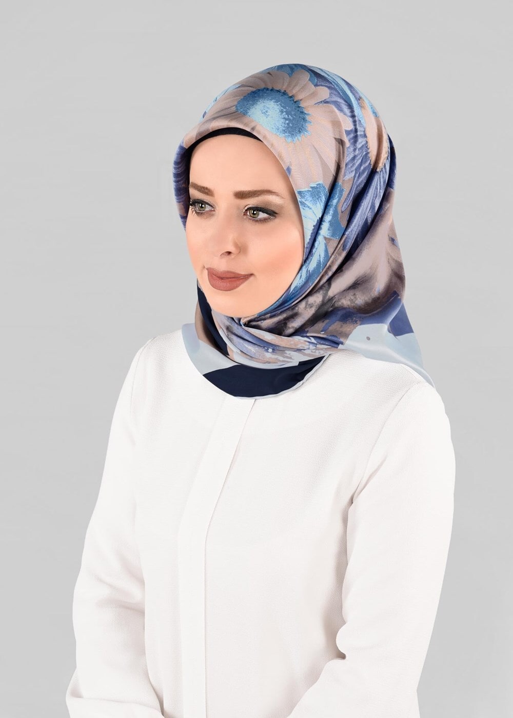 Tesettür giyim LACİVERT T 12972-1 ALVİNA DESENLİ EŞARP-ALVİNA