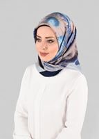 Tesettür giyim LACİVERT T 12972-1 ALVİNA DESENLİ EŞARP-ALVİNA