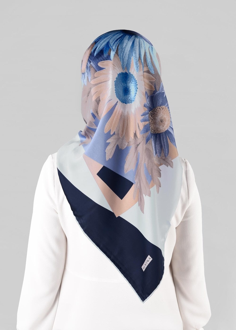 Tesettür giyim LACİVERT T 12972-1 ALVİNA DESENLİ EŞARP-ALVİNA