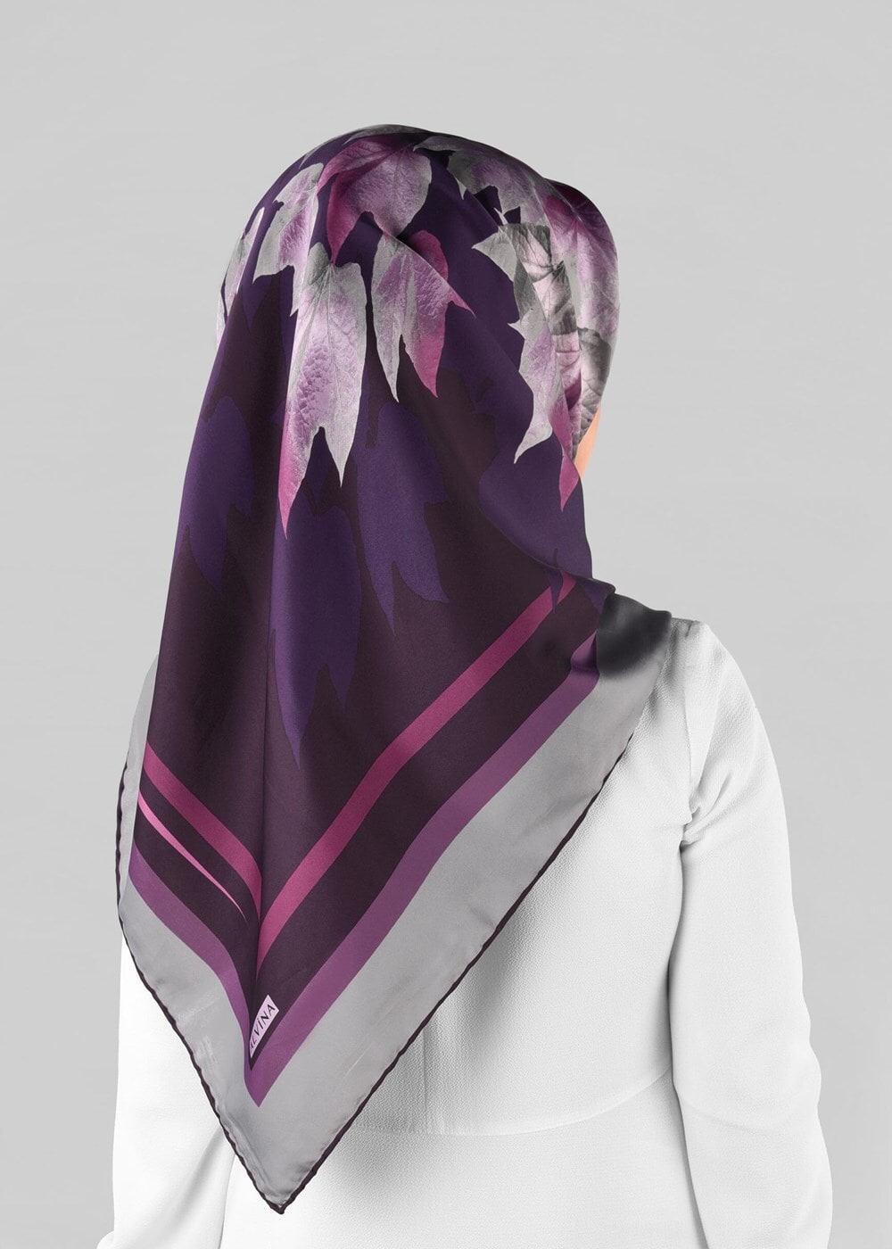 Tesettür giyim GRİ T 12973-1 ALVİNA DESENLİ EŞARP-ALVİNA