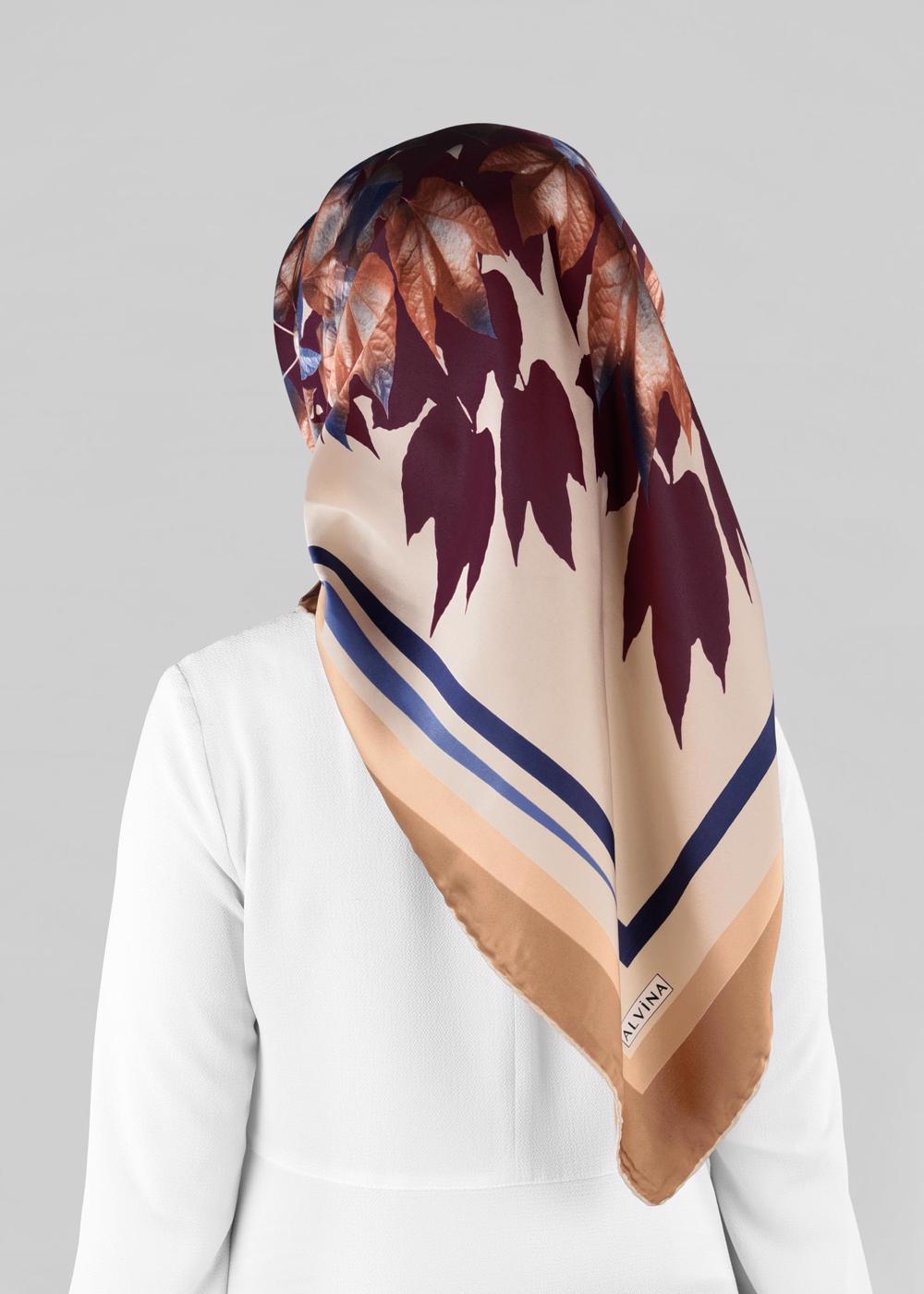 Tesettür giyim ALTIN T 12973-1 ALVİNA DESENLİ EŞARP-ALVİNA