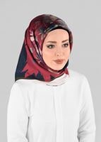 Tesettür giyim LACİVERT T 12973-1 ALVİNA DESENLİ EŞARP-ALVİNA