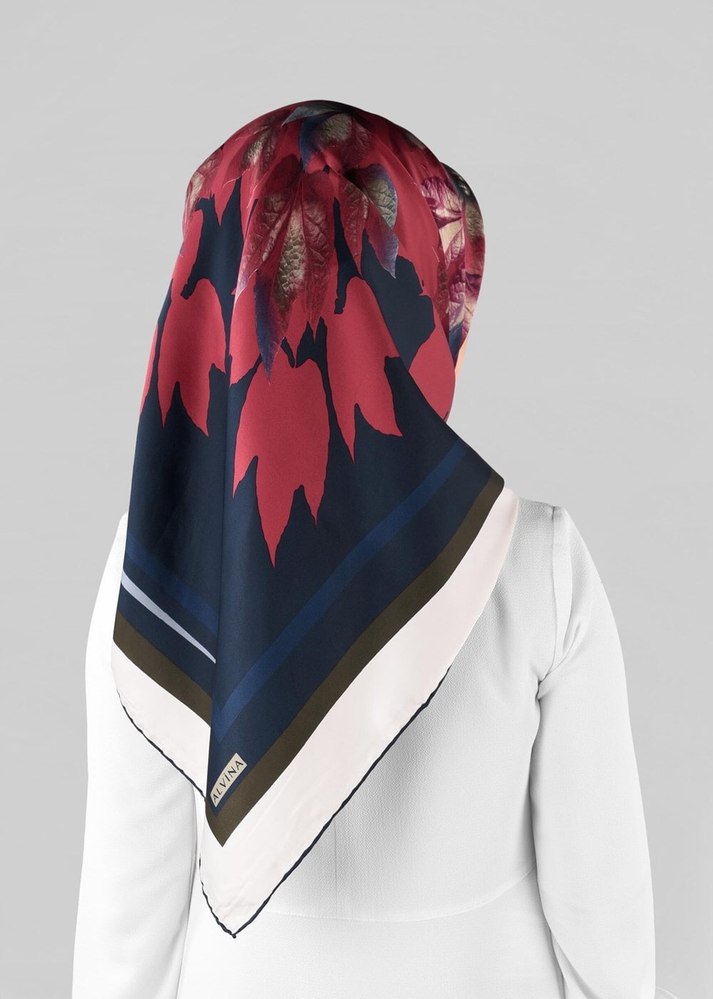 Tesettür giyim LACİVERT T 12973-1 ALVİNA DESENLİ EŞARP-ALVİNA