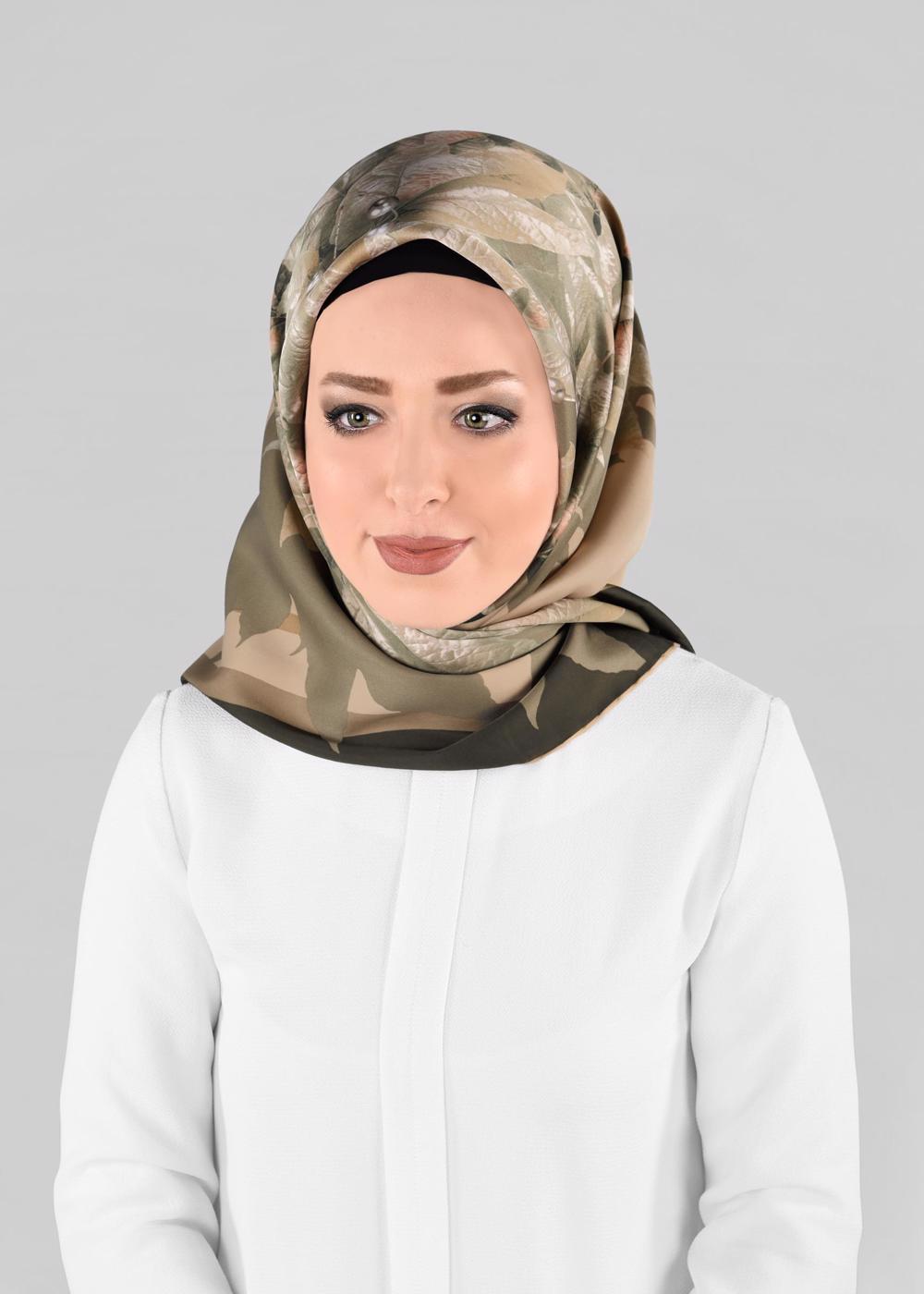 Tesettür giyim YEŞİL T 12973-1 ALVİNA DESENLİ EŞARP-ALVİNA