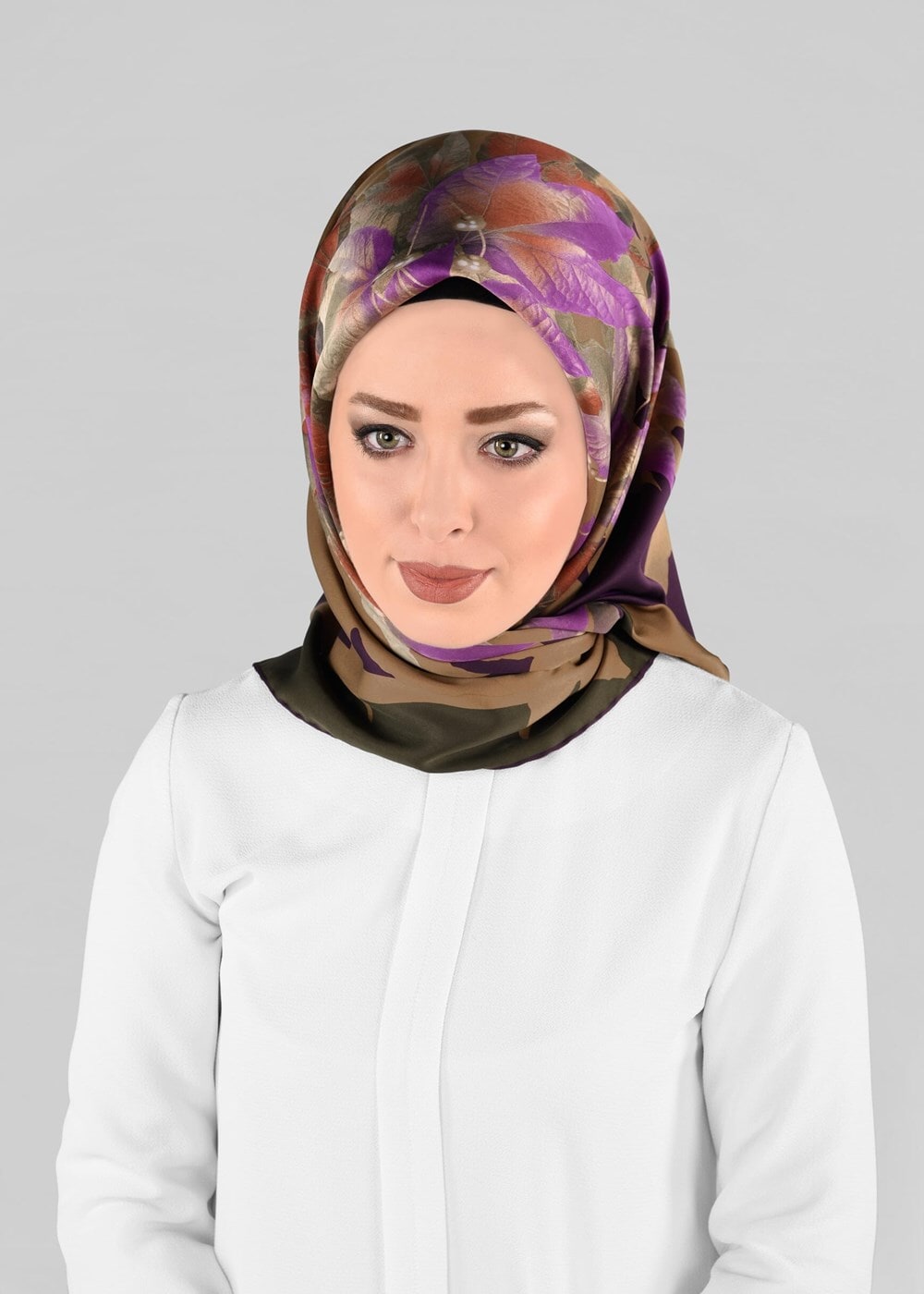 Tesettür giyim YEŞİL T 12973-1 ALVİNA DESENLİ EŞARP-ALVİNA