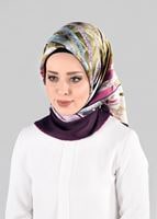 Tesettür giyim MÜRDÜM T 12981-1 ALVİNA DESENLİ EŞARP-ALVİNA