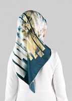 Tesettür giyim MAVİ T 12981-1 ALVİNA DESENLİ EŞARP-ALVİNA