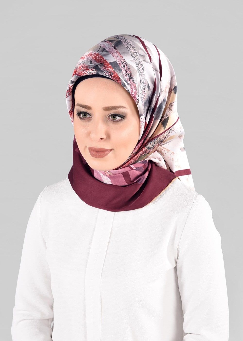 Tesettür giyim MOR T 12981-1 ALVİNA DESENLİ EŞARP-ALVİNA