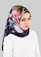 Tesettür giyim LACİVERT T 12982-1 ALVİNA DESENLİ EŞARP-ALVİNA