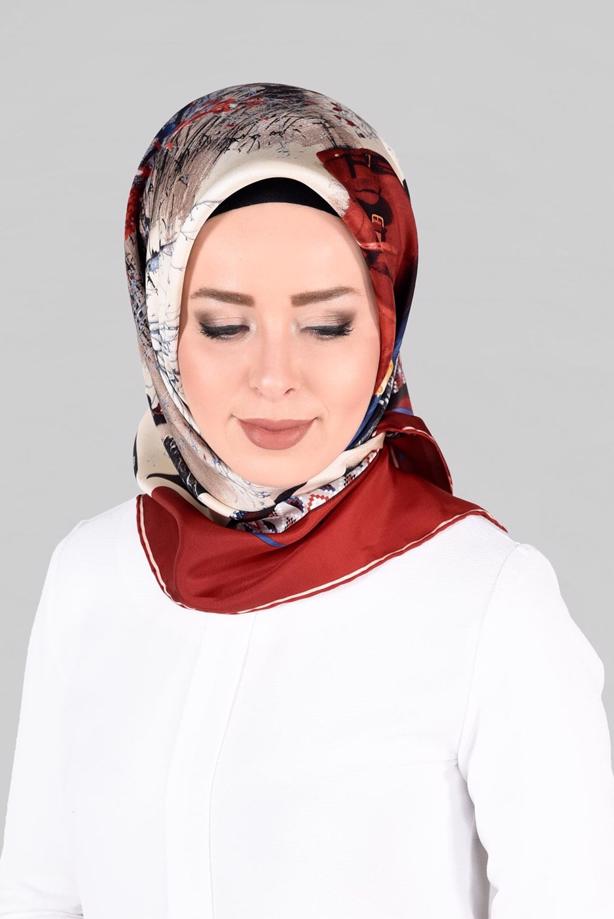 Hijab clothing CLARET RED ALVINA SILK SCARF 13286-1  - TRENDTESETTÜR