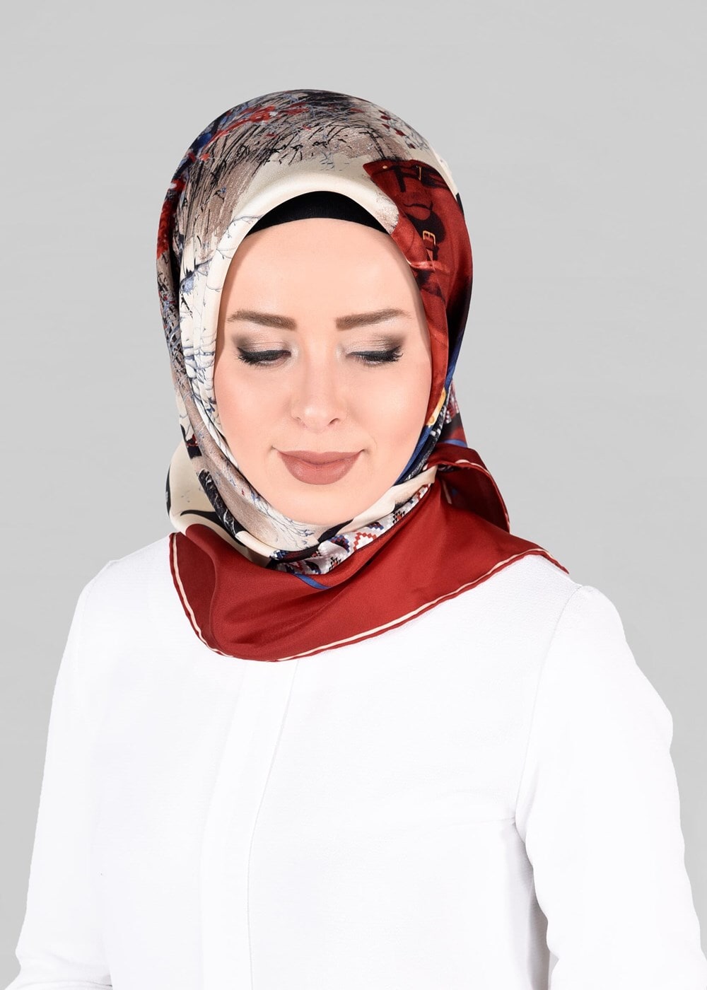 Hijab clothing CLARET RED ALVINA SILK SCARF 13286-1 