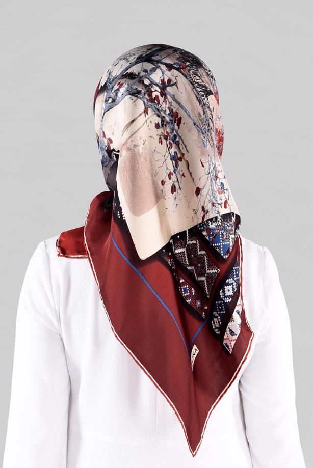 Hijab clothing CLARET RED ALVINA SILK SCARF 13286-1  - TRENDTESETTÜR