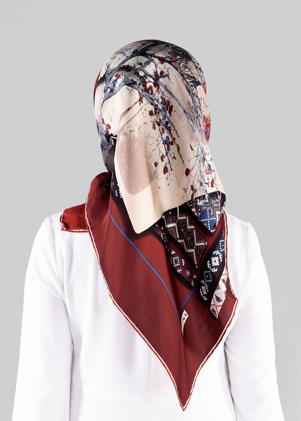 Vêtements hijab ROUGE BORDEAUX ALVINA ÉCHARPE EN SOIE 13286-1 