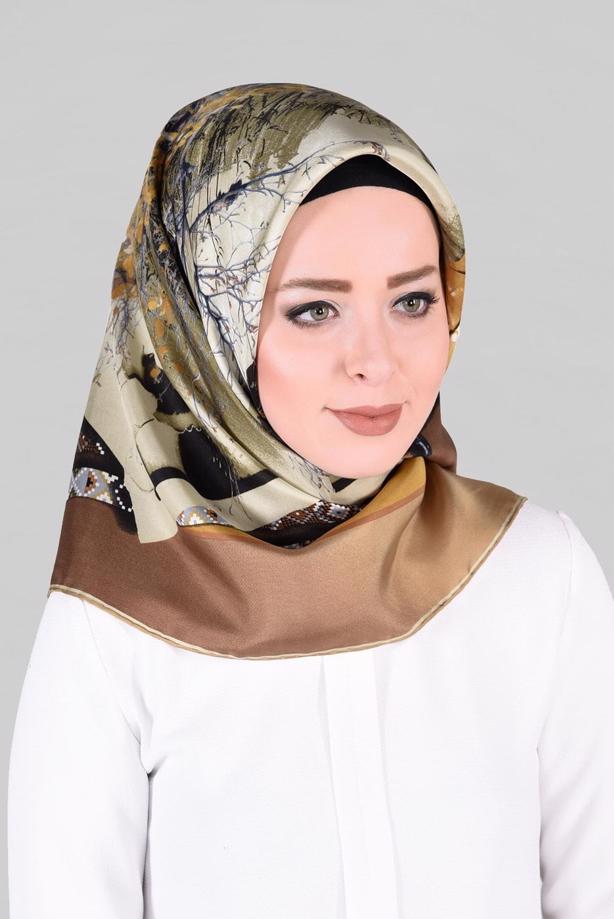 Vêtements hijab BRUN ALVINA ÉCHARPE EN SOIE 13286-1  - TRENDTESETTÜR