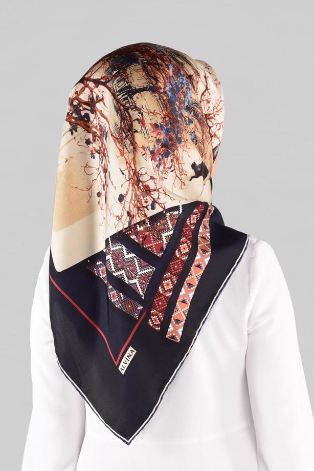Hijab clothing NAVY BLUE ALVINA SILK SCARF 13286-1  - TRENDTESETTÜR