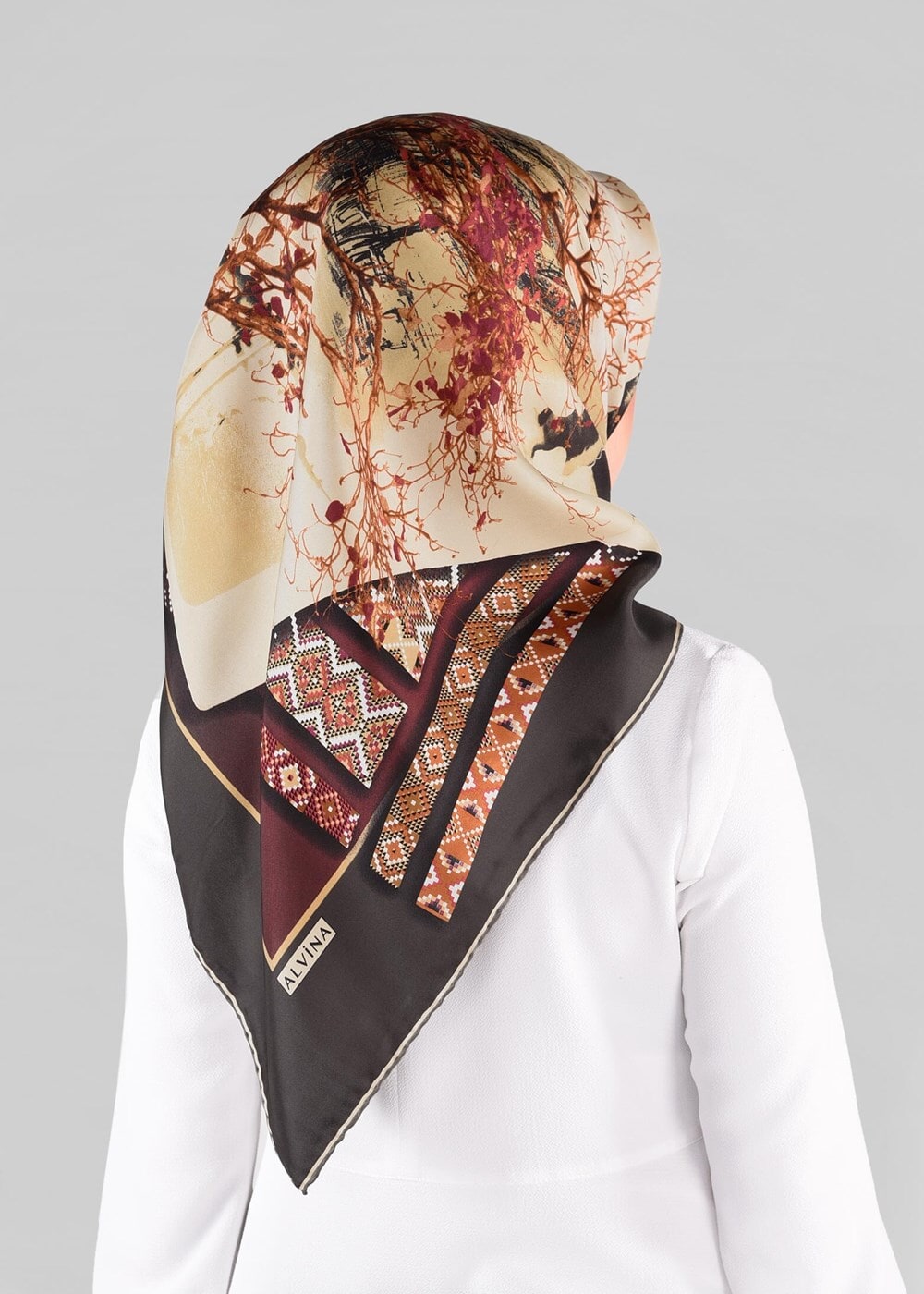 Vêtements hijab GRIS ALVINA ÉCHARPE EN SOIE 13286-1 