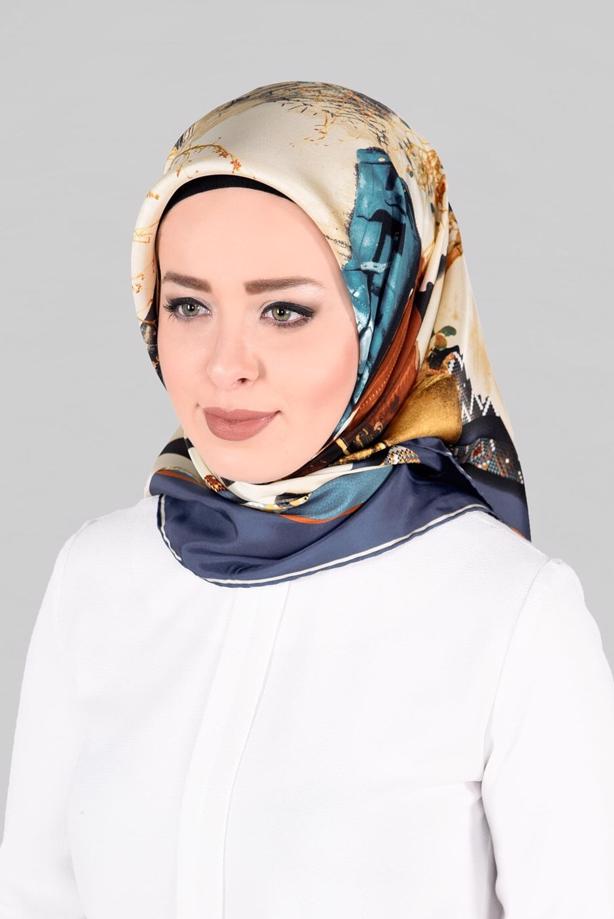 Vêtements hijab BLEU MARINE ALVINA ÉCHARPE EN SOIE 13286-1  - TRENDTESETTÜR